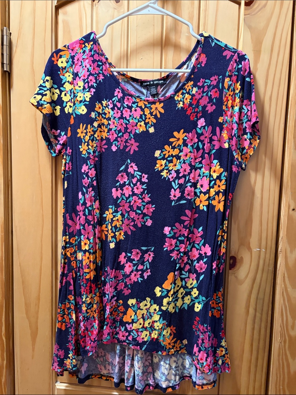 Floral Navy Short-Sleeve Swing Top